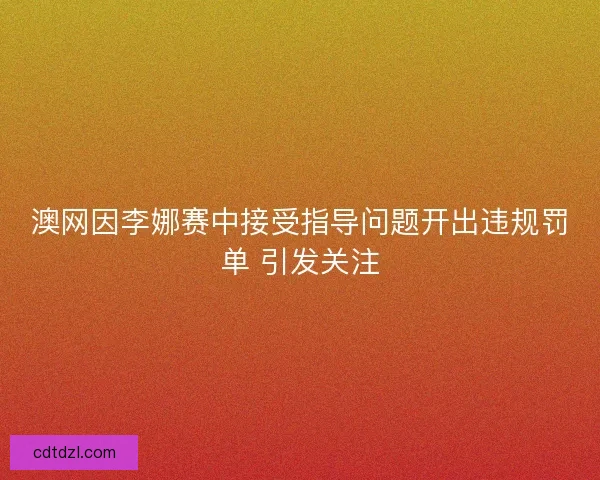 澳网因李娜赛中接受指导问题开出违规罚单 引发关注