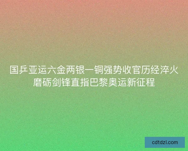 国乒亚运六金两银一铜强势收官历经淬火磨砺剑锋直指巴黎奥运新征程